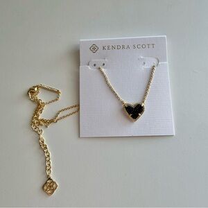 Kendra Scott Ari Heart Short Pendant Gold - Black Drusy